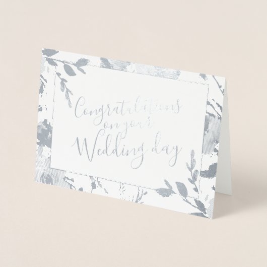 Waterverf Floral Wedding Gefeliciteerd Folie Kaarten (Voorkant)