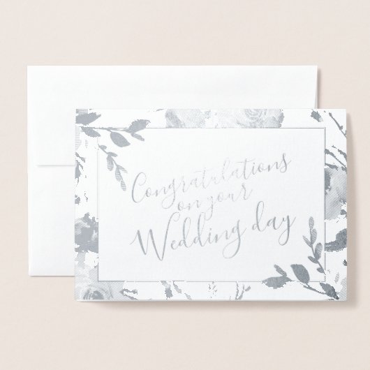 Waterverf Floral Wedding Gefeliciteerd Folie Kaarten (Voorkant met envelop)