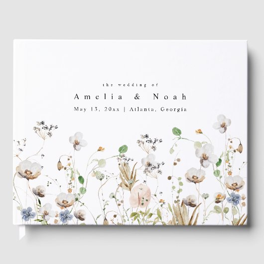 Waterverf Floral Wedding Guest Book Gastenboek (Voorkant)
