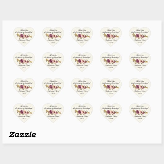 Waterverf Floral Wedding Hart Sticker (Vel)