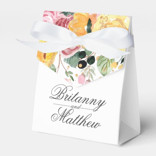 Waterverf Floral Wedding Hartelijk dank Bedankdoosjes (Voorkant Zijde)