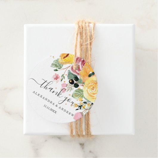 Waterverf Floral Wedding Hartelijk dank Bedankjes Labels (In situ)