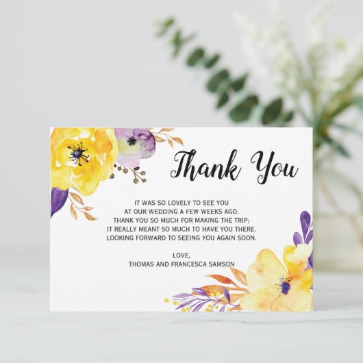 Waterverf Floral Wedding Hartelijk dank Bedankkaart (Staand voorkant)