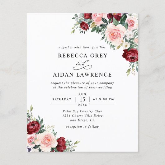 Waterverf Floral Wedding Invitation (Voorkant)