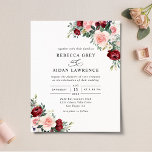 Waterverf Floral Wedding Invitation<br><div class="desc">Dit elegante Romantic Blooms collectie is voorzien van waterverf,  glanzende bloemen en bloemen met groene bladeren in combinatie met een klastige serif en een delicate sans in het zwart,  met een stoffige roos achteraan. Overeenkomende objecten beschikbaar.</div>