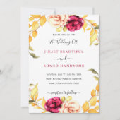 Waterverf Floral Wedding Invitation Kaart (Voorkant)