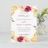 Waterverf Floral Wedding Invitation Kaart (Staand voorkant)