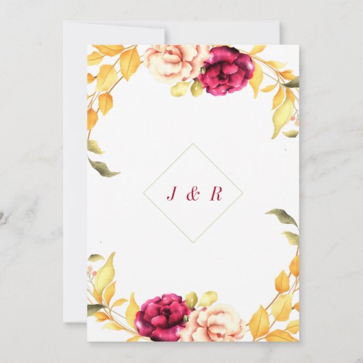 Waterverf Floral Wedding Invitation Kaart (Achterkant)