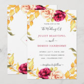 Waterverf Floral Wedding Invitation Kaart (Voorkant / Achterkant)