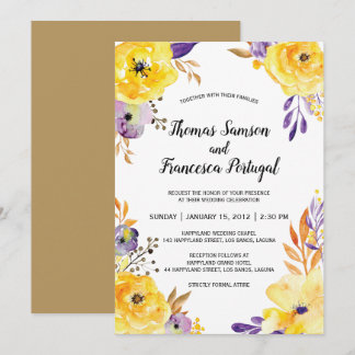Waterverf Floral Wedding Invitation Kaart