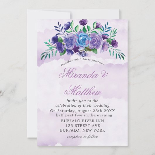 Waterverf Floral Wedding Invitations (Voorkant)