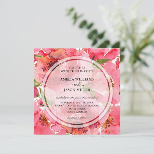Waterverf Floral Wedding Invitations (Staand voorkant)