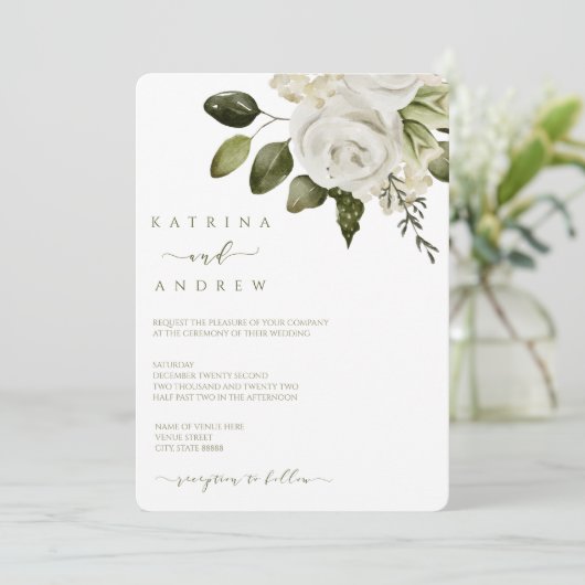 Waterverf Floral Wedding Invitations Save The Date (Staand voorkant)