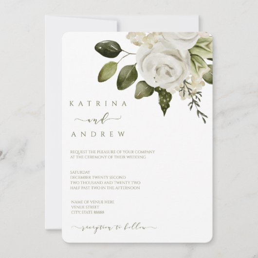 Waterverf Floral Wedding Invitations Save The Date (Voorkant)