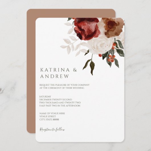 Waterverf Floral Wedding Invitations Save The Date (Voorkant / Achterkant)