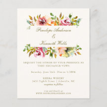 Waterverf Floral Wedding Invite budget Rustige