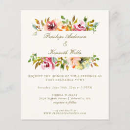 Waterverf Floral Wedding Invite budget Rustige