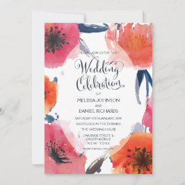 Waterverf Floral Wedding Invite Kaart