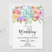 Waterverf Floral Wedding Kaart (Voorkant)