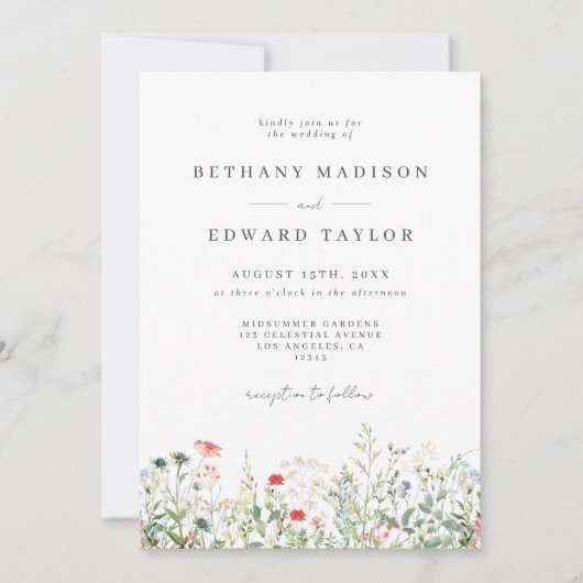 Waterverf Floral Wedding Kaart (Voorkant)