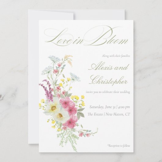 Waterverf Floral Wedding Kaart (Voorkant)