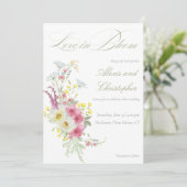 Waterverf Floral Wedding Kaart (Staand voorkant)