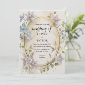 Waterverf Floral Wedding Kaart (Staand voorkant)