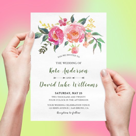 Waterverf Floral Wedding Kaart