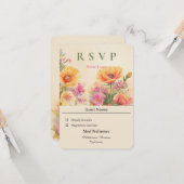 Waterverf Floral Wedding Kaart (Voorkant / Achterkant in situ)