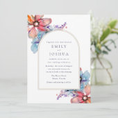 Waterverf Floral Wedding Kaart (Staand voorkant)