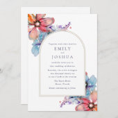 Waterverf Floral Wedding Kaart (Voorkant / Achterkant)