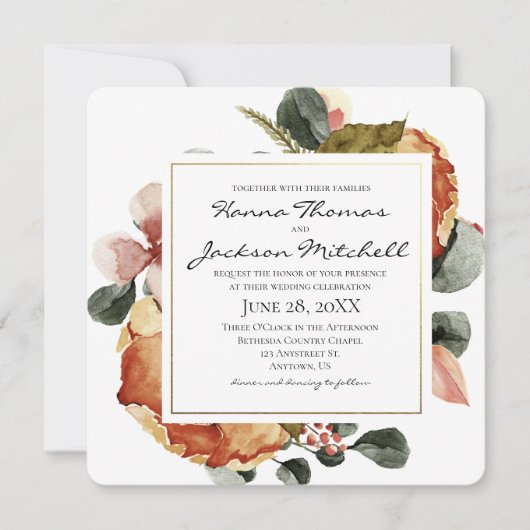 Waterverf Floral Wedding Kaart (Voorkant)