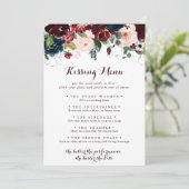 Waterverf Floral Wedding Kissing Menu Game Kaart (Staand voorkant)