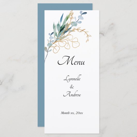 Waterverf Floral Wedding Menu (Voorkant / Achterkant)