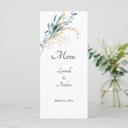Waterverf Floral Wedding Menu (Staand voorkant)