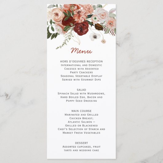 Waterverf Floral Wedding Menu (Voorkant)