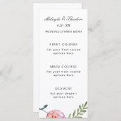 Waterverf Floral Wedding Menu Card (Voorkant / Achterkant)