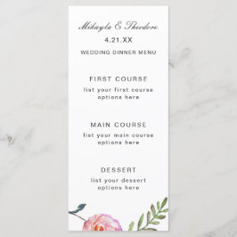 Waterverf Floral Wedding Menu Card