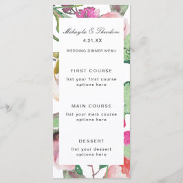 Waterverf Floral Wedding Menu Card