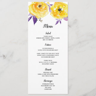 Waterverf Floral Wedding Menu Card