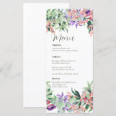 Waterverf Floral Wedding Menu Card (Voorkant / Achterkant)