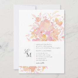 Waterverf Floral Wedding met roze bloesems Kaart