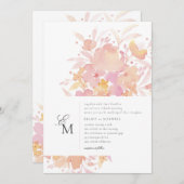 Waterverf Floral Wedding met roze bloesems Kaart (Voorkant / Achterkant)