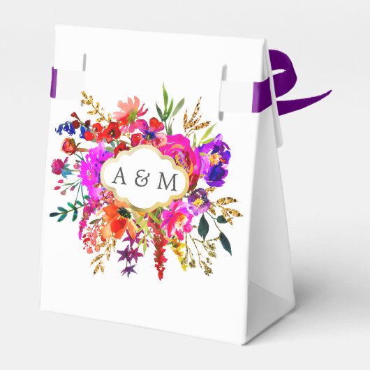 Waterverf Floral Wedding Monogram Bedankdoosjes (Achterkant)