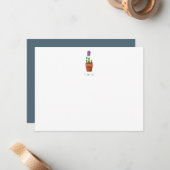 Waterverf Floral Wedding Monogram Stationery Notitiekaartje (Voorkant / Achterkant in situ)