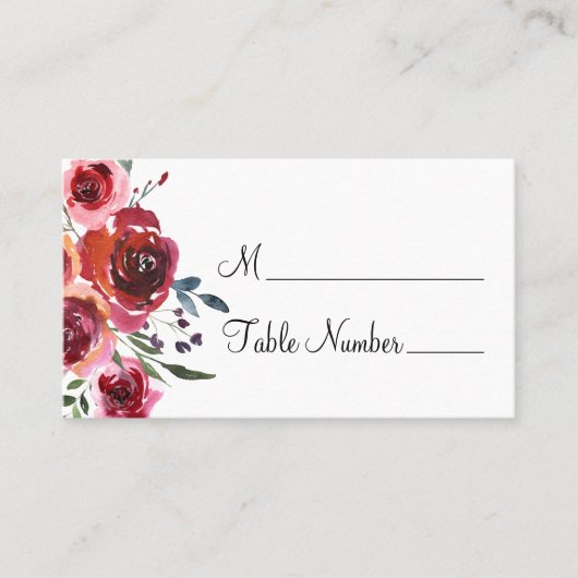 Waterverf Floral Wedding Name Place Cards Plaatskaartje (Voorkant)