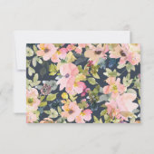 Waterverf Floral Wedding Names Elegant Pink Bedankkaart (Achterkant)