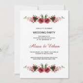 Waterverf Floral Wedding Party-uitnodigkaart Kaart (Voorkant)