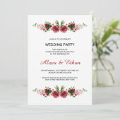 Waterverf Floral Wedding Party-uitnodigkaart Kaart (Staand voorkant)