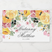 Waterverf Floral Wedding Persoonlijk Sparkling Wijnetiket (Enkel label)